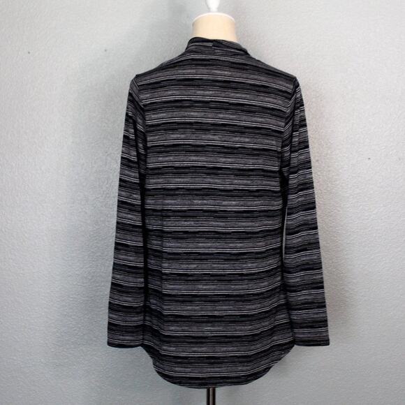 AB Studio Stripe Wrap Deep Scoop Long Sleeve Blouse Size M - Picture 5 of 7